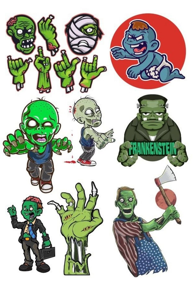 Zombie Sticker Set-4 15 Pieces Phone, Tablet, Notebook, Laptop Sticker