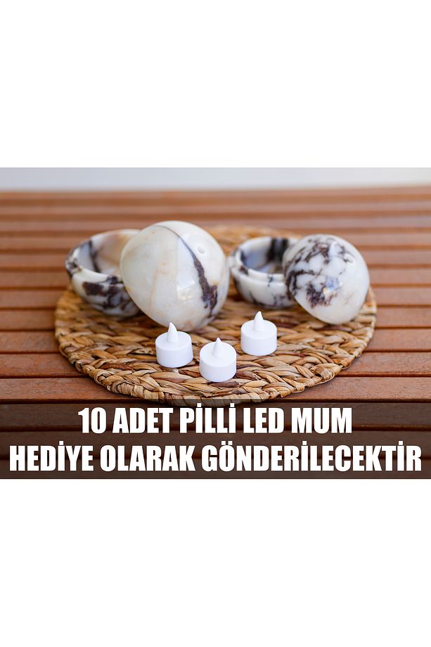 Illumia Ultra Lüks 3'lü Set Mermer Gece Lambası - Abajur Lambader Set - Mermer Lüks Masa Lambası - 8