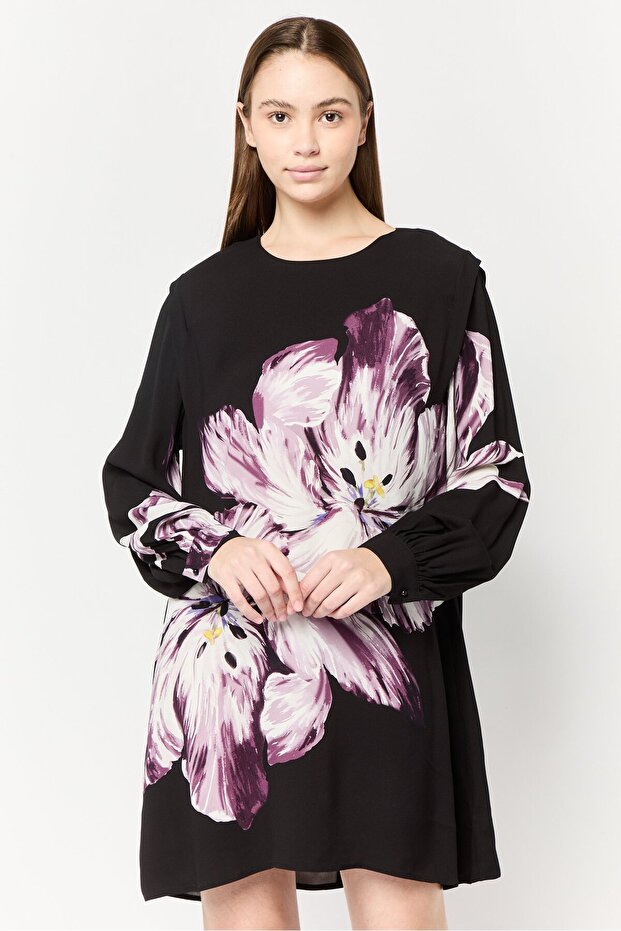 Women Floral Print Mini Dress, Multicolor