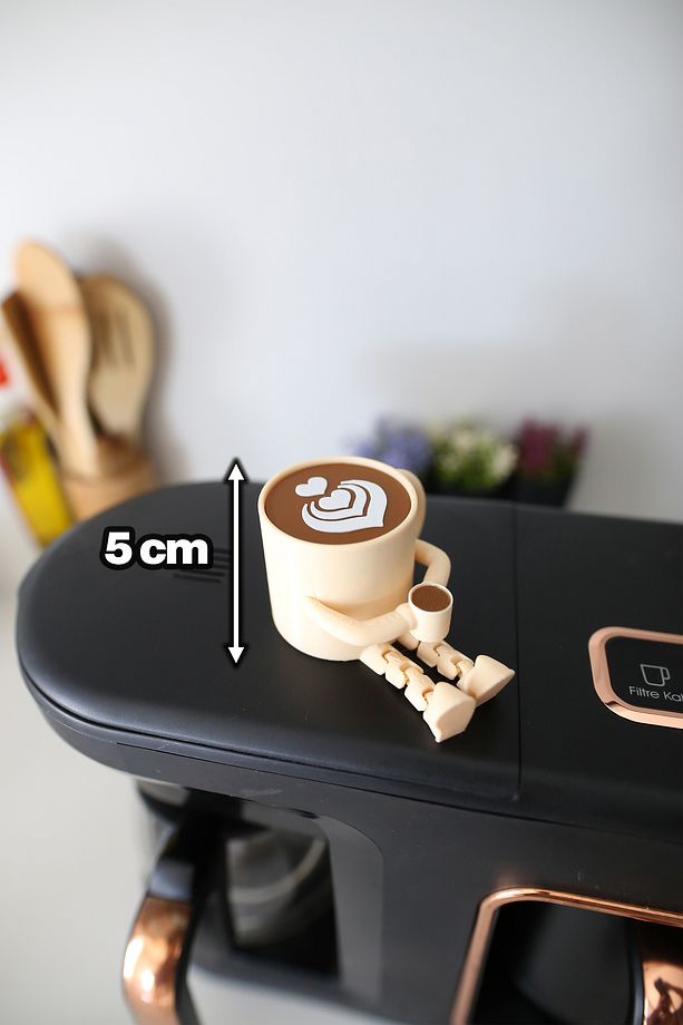 Sevimli Kahve Seti - Ayaklı Kahve Köşesi - Kahve Çekirdeği, Bardak, Karton Bardak, Cezve - Latte Art - 2