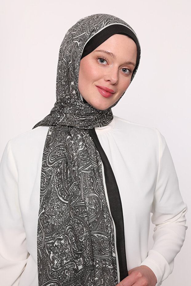 Patterned Silk Shawl - 1