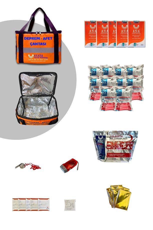 Deprem-Afet Çantası Tek Özel Gıda Ve Su Içeren 5 Kişilik Set - 3