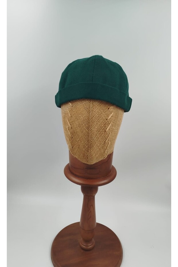 Basic Khaki Color Brimless Docker Hat - 3