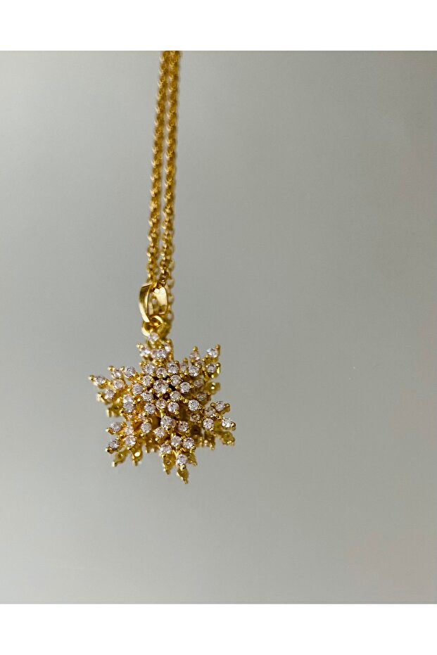 Kar tanesi gold çelik kolye - 2