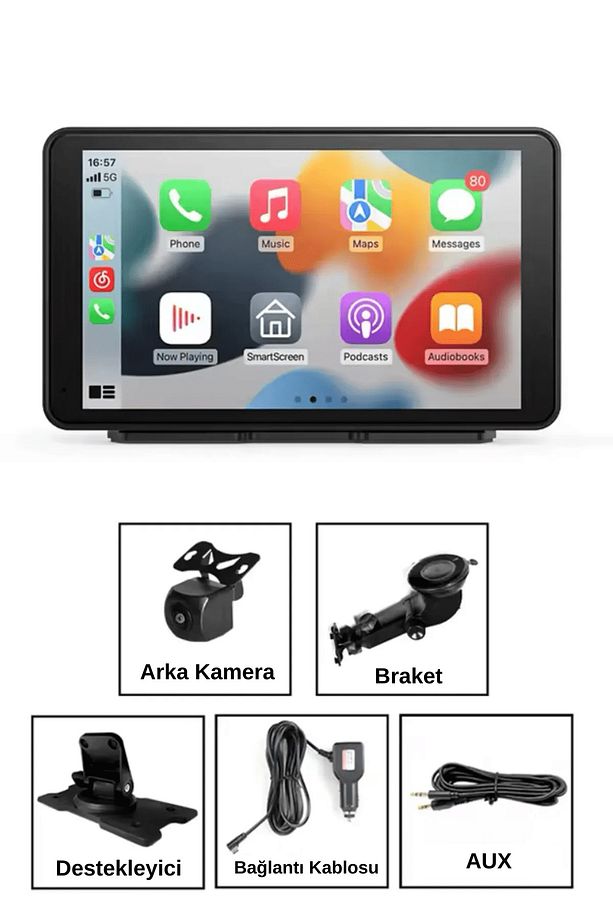 CP-7 7 İnç Uyumlu Kablosuz CarPlay Android Auto | Tak Çalıştır Dokunmatik Ekran + Park Kamerası - 5