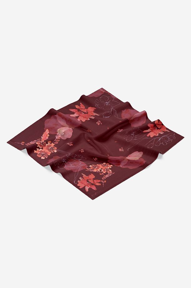 Süregan Twill İpek Eşarp - Bordo - 3