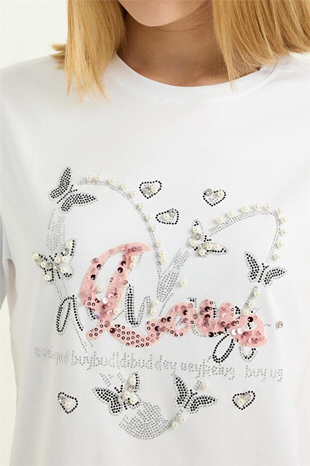 İncili Taşlı Tshirt - 4