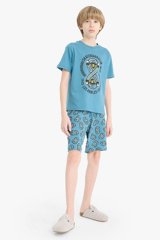 Erkek Çocuk Pijama Takımı Baskılı Kısa Kollu Üst Desenli Şort D9989a825sm - 2