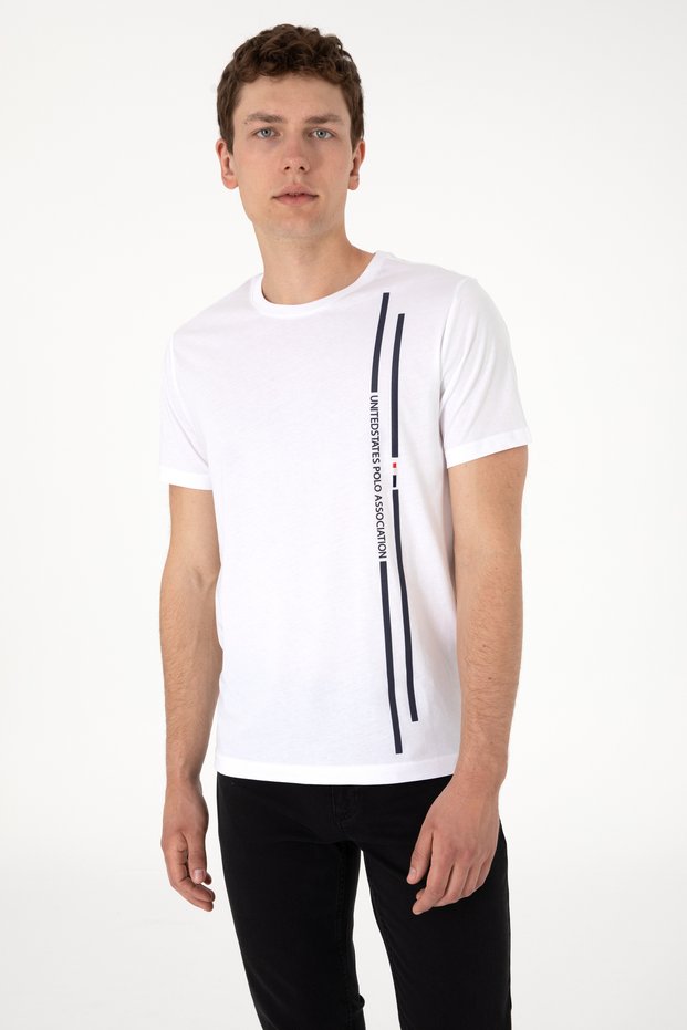Men's Regular Fit Crew Neck White T-Shirt 50299763-Vr013