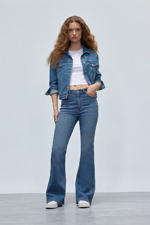 Mia Yüksek Bel Geniş Paça Jean Pantolon D6640AX25SP - 2
