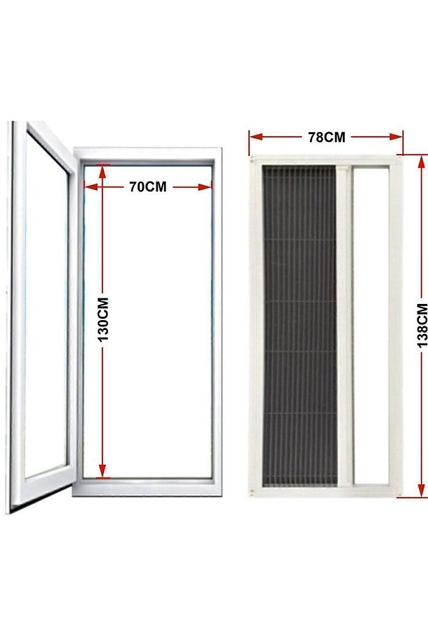 Plise Pileli Sürgülü Kapı Sinekliği ( Demir Kapı,pimapen Kapı)0,90 Cm-0,210 Cm - Beyaz - 3
