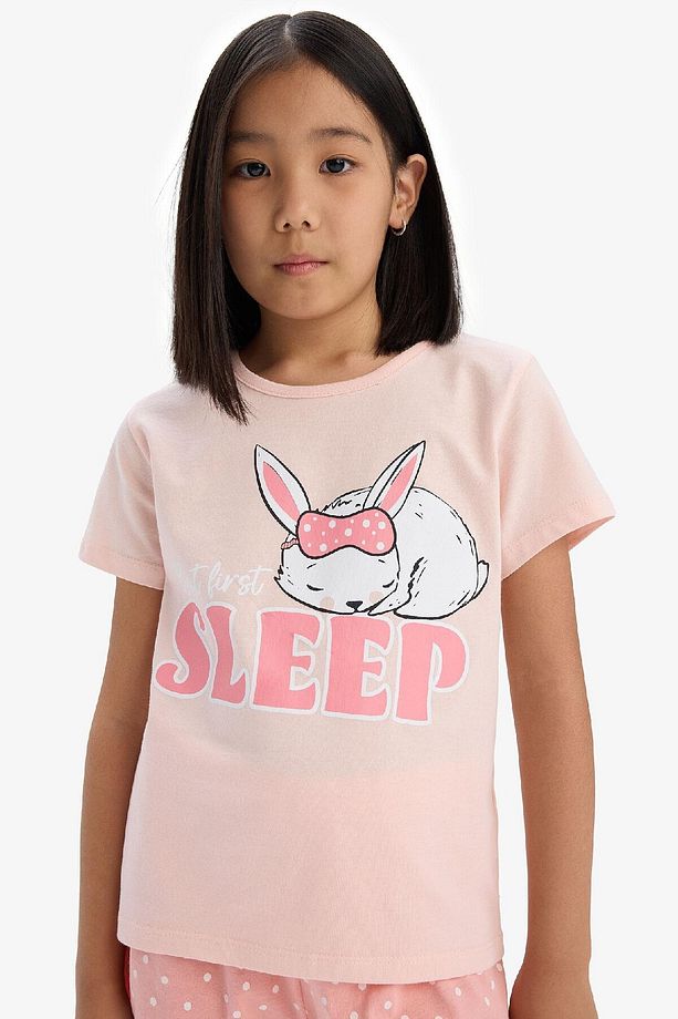 Kız Çocuk Pijama Takımı Baskılı Kısa Kollu Üst Esnek Belli Şort E6227a825hs - 6