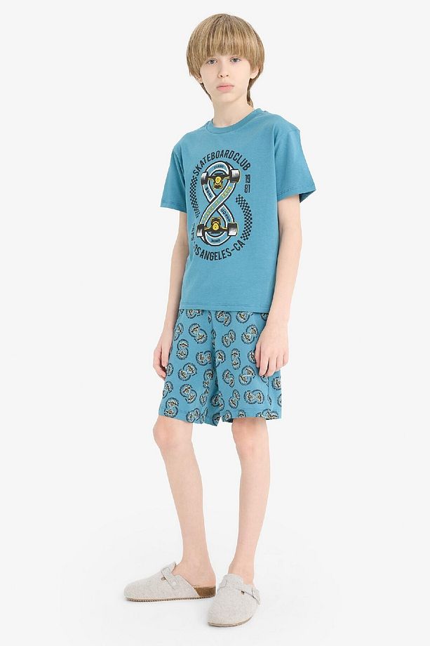 Erkek Çocuk Pijama Takımı Baskılı Kısa Kollu Üst Desenli Şort D9989a825sm - 3