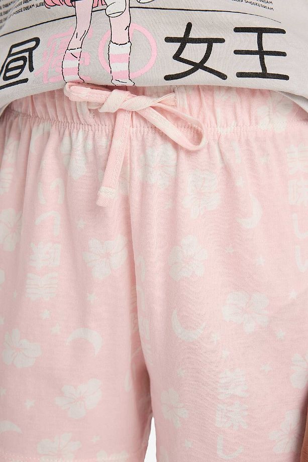 Kız Çocuk Pijama Takımı Baskılı Kısa Kollu Üst Desenli Şort E0545a825hs - 6