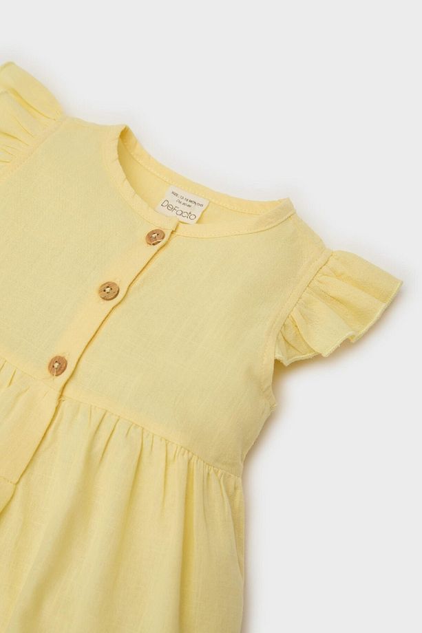 Kız Bebek Basic Düz Kısa Kollu Flamlı Poplin Yazlık Elbise Z7402a225sm - 4