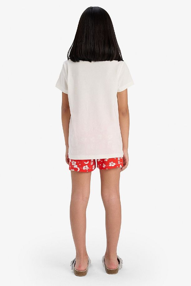 Kız Çocuk Pijama Takımı Baskılı Kısa Kollu Üst Desenli Şort E0530a825hs - 6