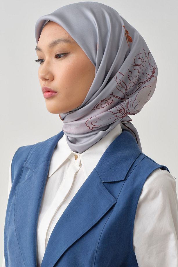Süregan Twill İpek Eşarp - İndigo - 1