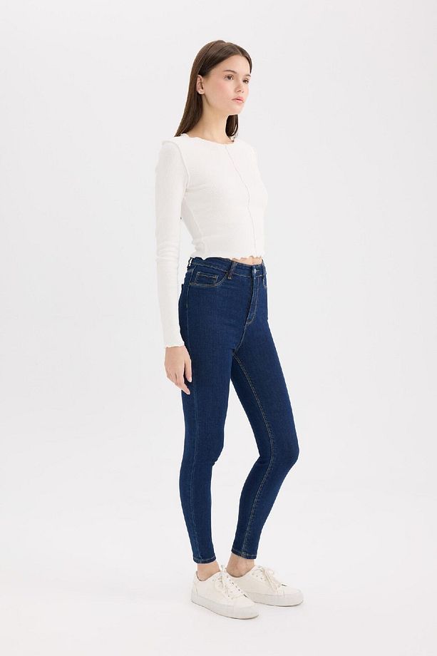 Jegging Yüksek Bel Bilek Boy Dar Paça Basic Düz Jean Pantolon B7498AX25SP - 3