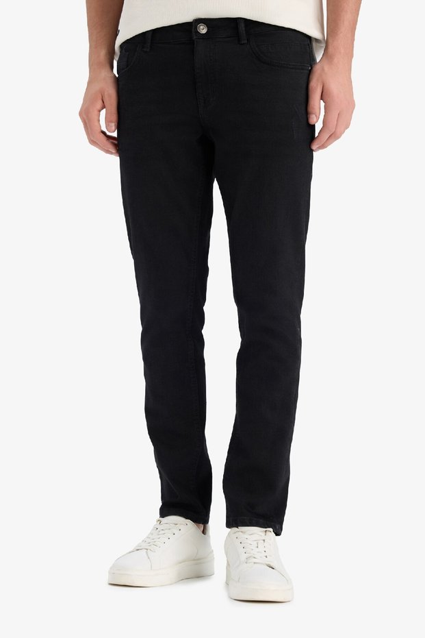Carlo Skinny Fit Extra Narrow Fit Normal Waist Extra Narrow Leg Black Jean Trousers S2285Az25Sp
