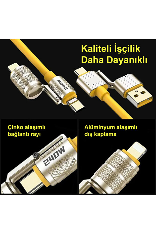 240w 4 In 1 Usb C - Lightning Pd Quickcharge 1,5 Mt Telefon Notebook Hızlı Şarj Kablosu Cdg-cnv88 - 4