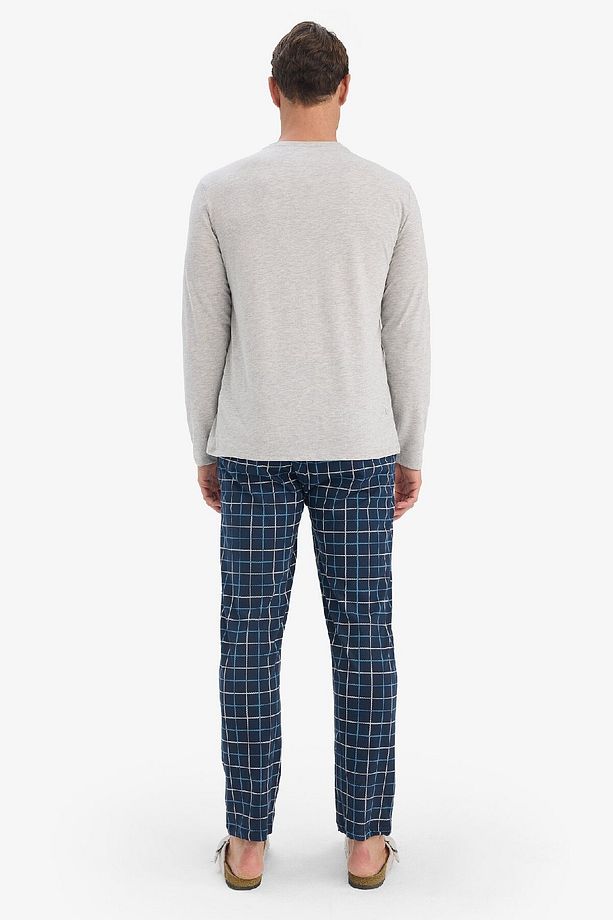 Regular Fit Pijama Takımı Uzun Kollu Üst Kareli Uzun Alt Z6566AZ25SP - 5