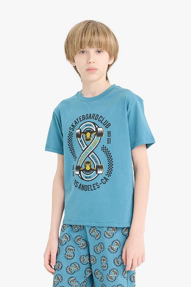 Erkek Çocuk Pijama Takımı Baskılı Kısa Kollu Üst Desenli Şort D9989a825sm - 4