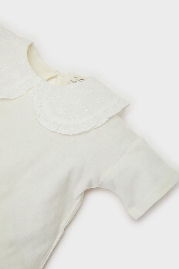 Kız Bebek Dantel Yaka Kısa Kollu Tişört C3982A525SM - 5