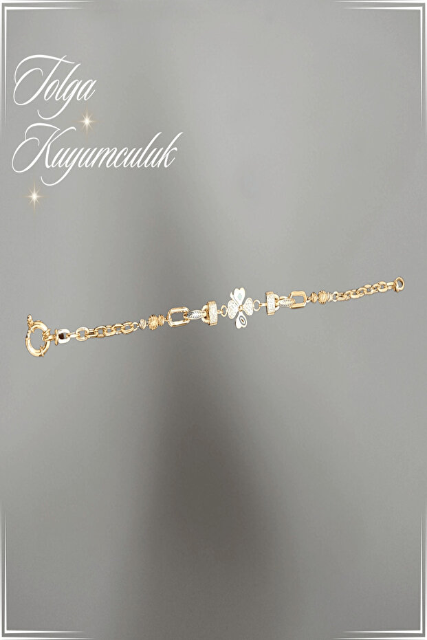 Gümüş Yonca Model Mineli Bileklik - 2