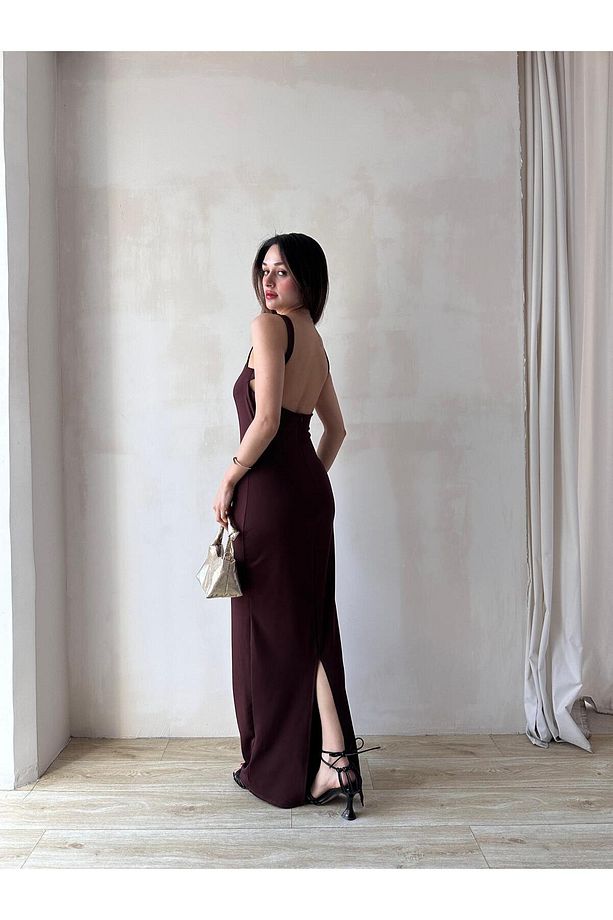 LOVELACE Maxi Elbise 3922 - Acı Kahve - 3