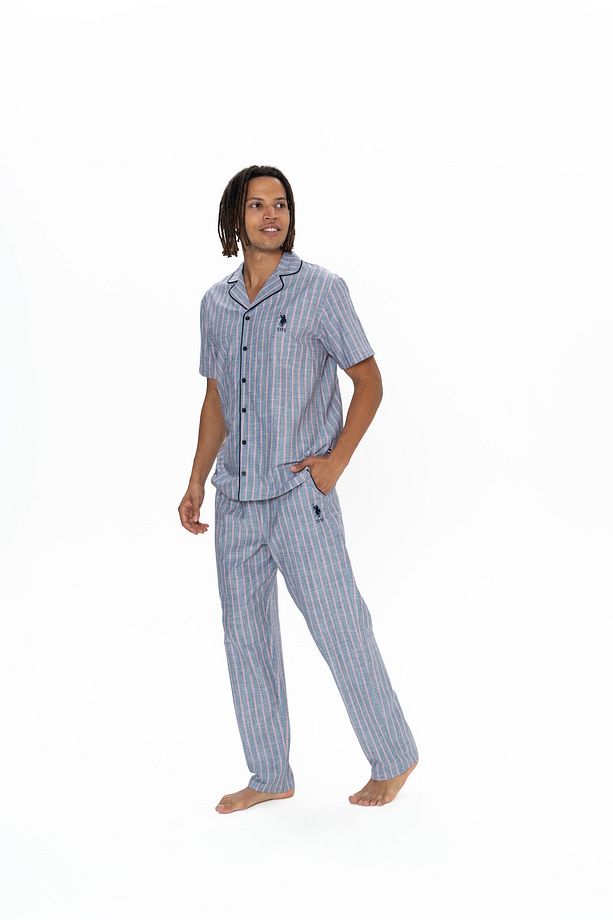 U.S. Polo Assn. Erkek Boydan Patlı %100 Pamuk Pijama Takımı - SREIA18D91D3D - 3