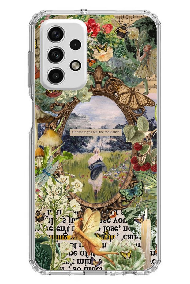 Samsung Galaxy A73 Compatible Green Nature Transparent Silicone Case