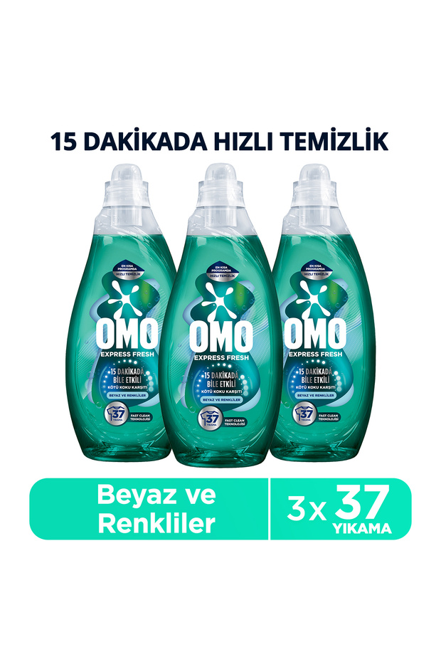 Omo Express Fresh Kötü Koku Karşıtı Beyaz ve Renkliler Sıvı Çamaşır Deterjanı 1480 ml x3