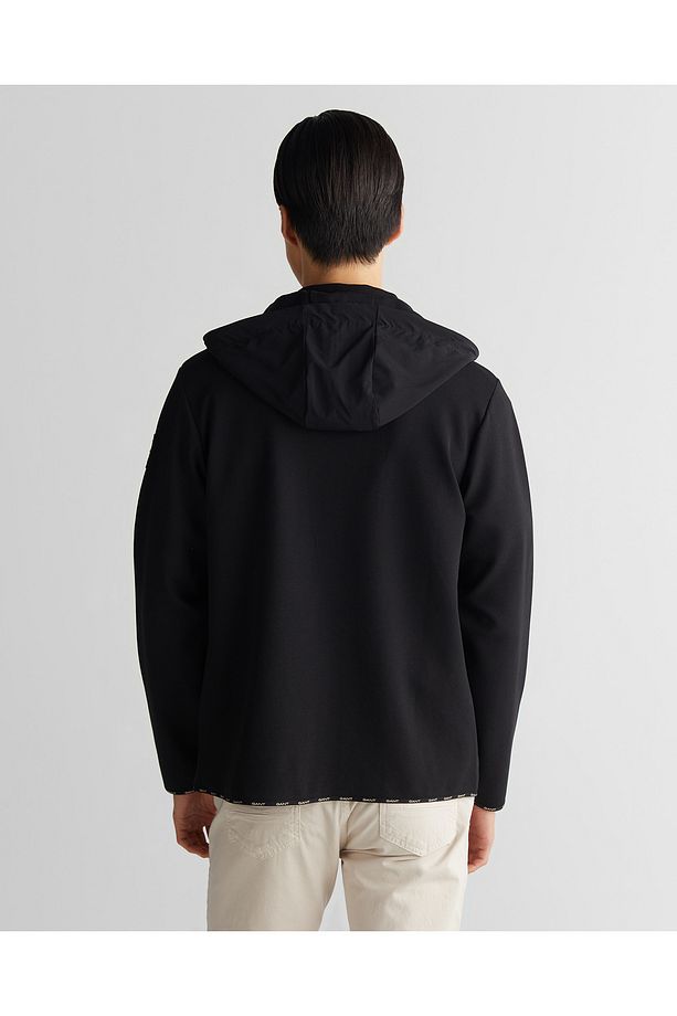 Erkek Siyah Regular Fit Kapüşonlu Sweatshirt - 2