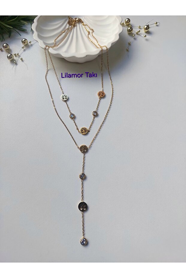 Steel Tree of Life Y Necklace