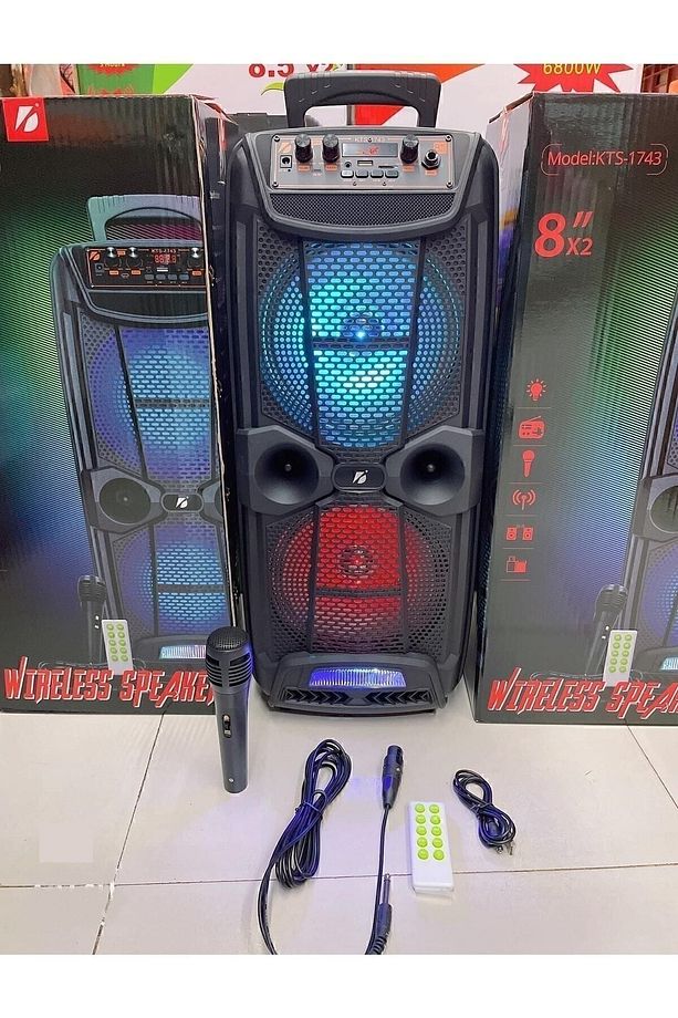 Mikrofonlu Bluetooth Hoparlör 8x2 Toplantı Parti Eğlence Led Işıklı Sd Kart Fm Usb Girişli Speaker - 4