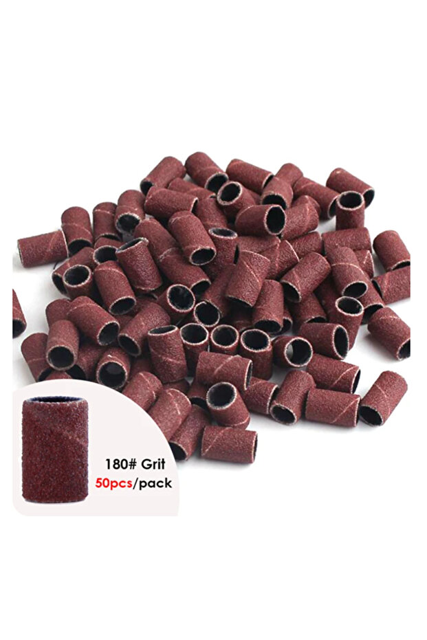 Chocolate 100/50pc Sanding Cap Bands For Electric Manicure Machine 180/120/80 Grit Nail Drill Grindi