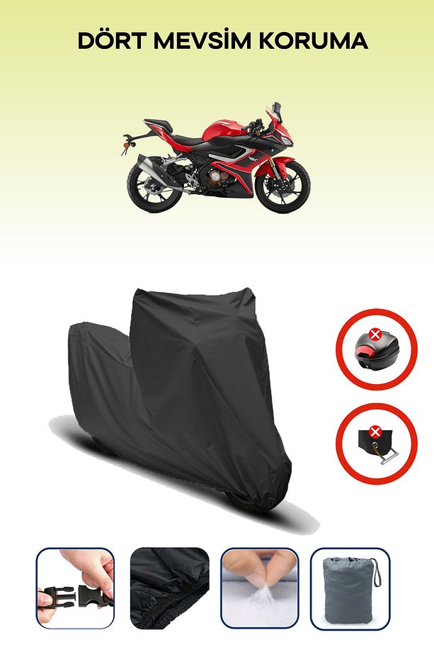 Siyah Rks Srk125-r Uyumlu Motorsiklet Branda, Motor Örtüsü - 1
