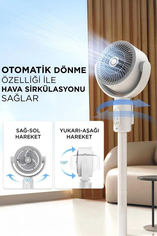 Ayaklı Sessiz Vantilatör Kumandalı Taşınabilir Şarjlı Mega Fan - 2
