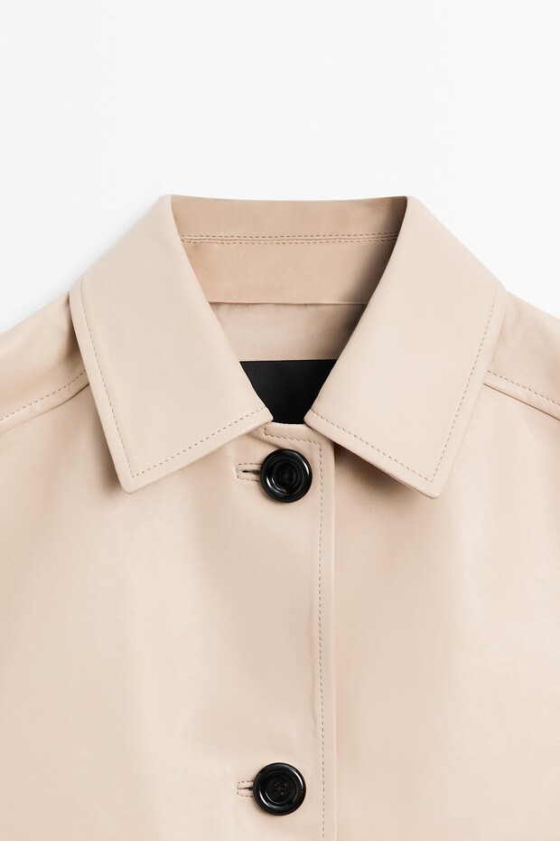 Crop napa deri ceket - 8