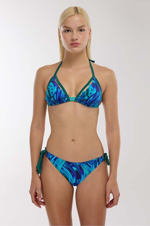 5626 Turquoise Patterned Bikini Set - 1