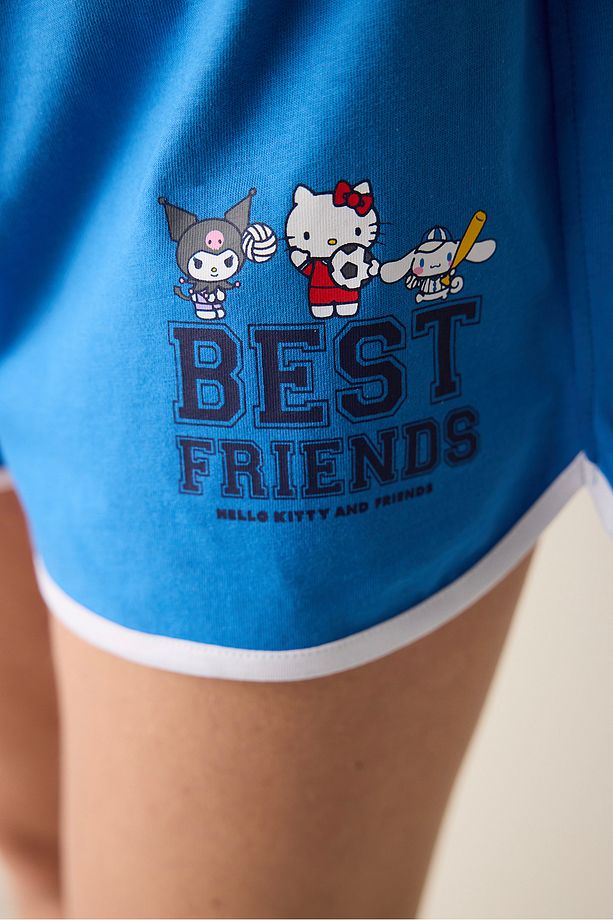 Pamuklu Sanrio Mavi Şort Pijama Altı - 3