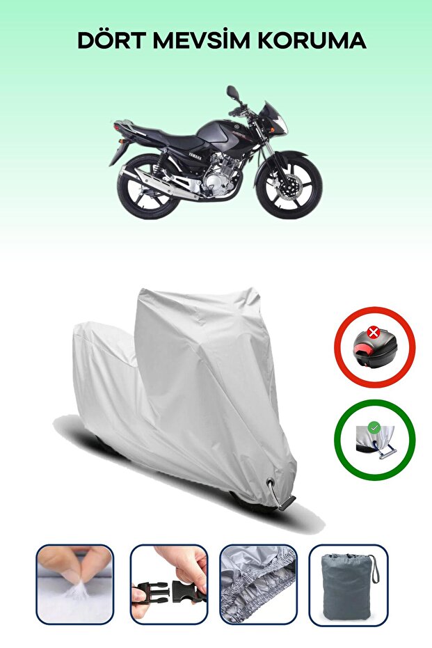 Gray, Yamaha Ybr 125, Motorcycle Tarpaulin, Lock Compatible, Rear Bag Incompatible