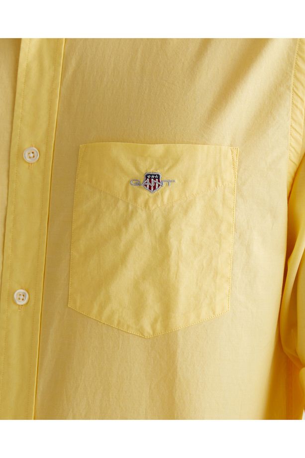 Erkek Sarı Regular Fit Düğmeli Yaka Poplin Gömlek - 5