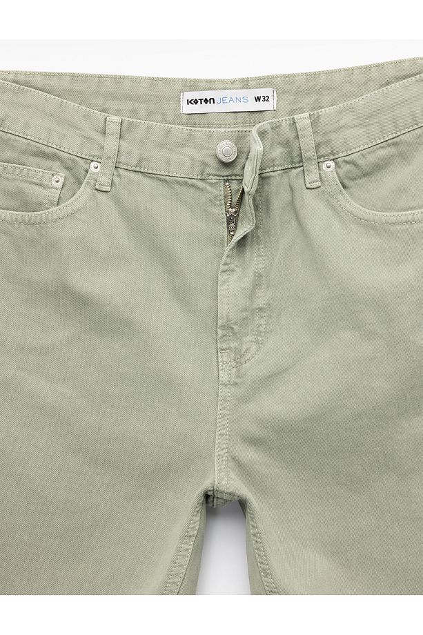 Normal Bel Pamuklu Cep Detaylı Bermuda Loose Fit Jean Şort - 7