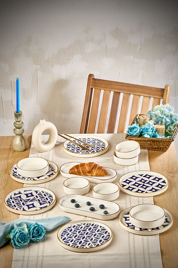 14 Parça 6 Kişilik Karo Stackable Kahvaltı Takımı - Kahvaltılık - 1