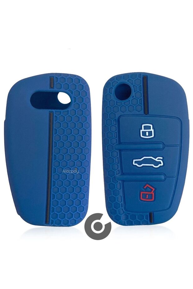Audi Compatible A1, A3, A4, A5, A6, A7, Q3, Q5, Q7, Q8, Tt, S3, S4, S6, Rs Semi-Silicone Key Case Cover (Navy Blue)