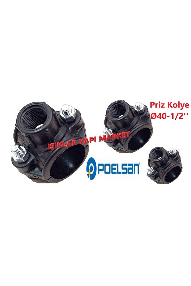 Priz Kolye -Hırsız Kelepçe-Su Alma Kelepçesi -Kaplin -Vidalı -Siyah -Ø40-1/2" - 2