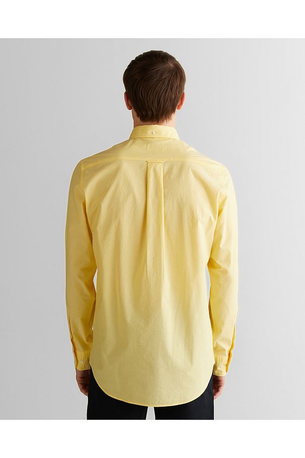 Erkek Sarı Regular Fit Düğmeli Yaka Poplin Gömlek - 2