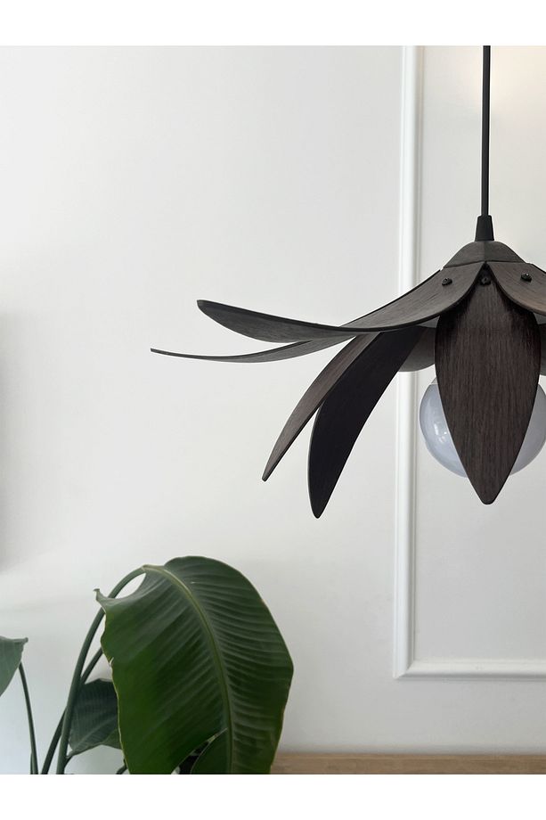 Lotus Avize – Ahşap Modern ve Minimal Tasarım Avize, İskandinav Salon ve Oturma Odası Aydınlatması - 7