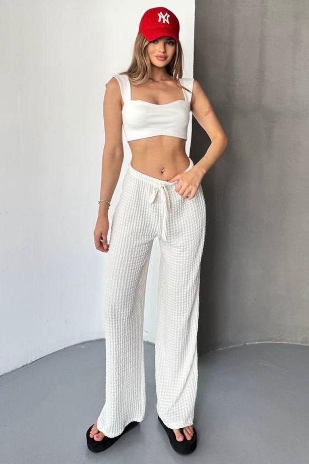 Bol Paça Pantolon ( Ütü İstemeyen Gofre Kumaş ) GF7770 - 1